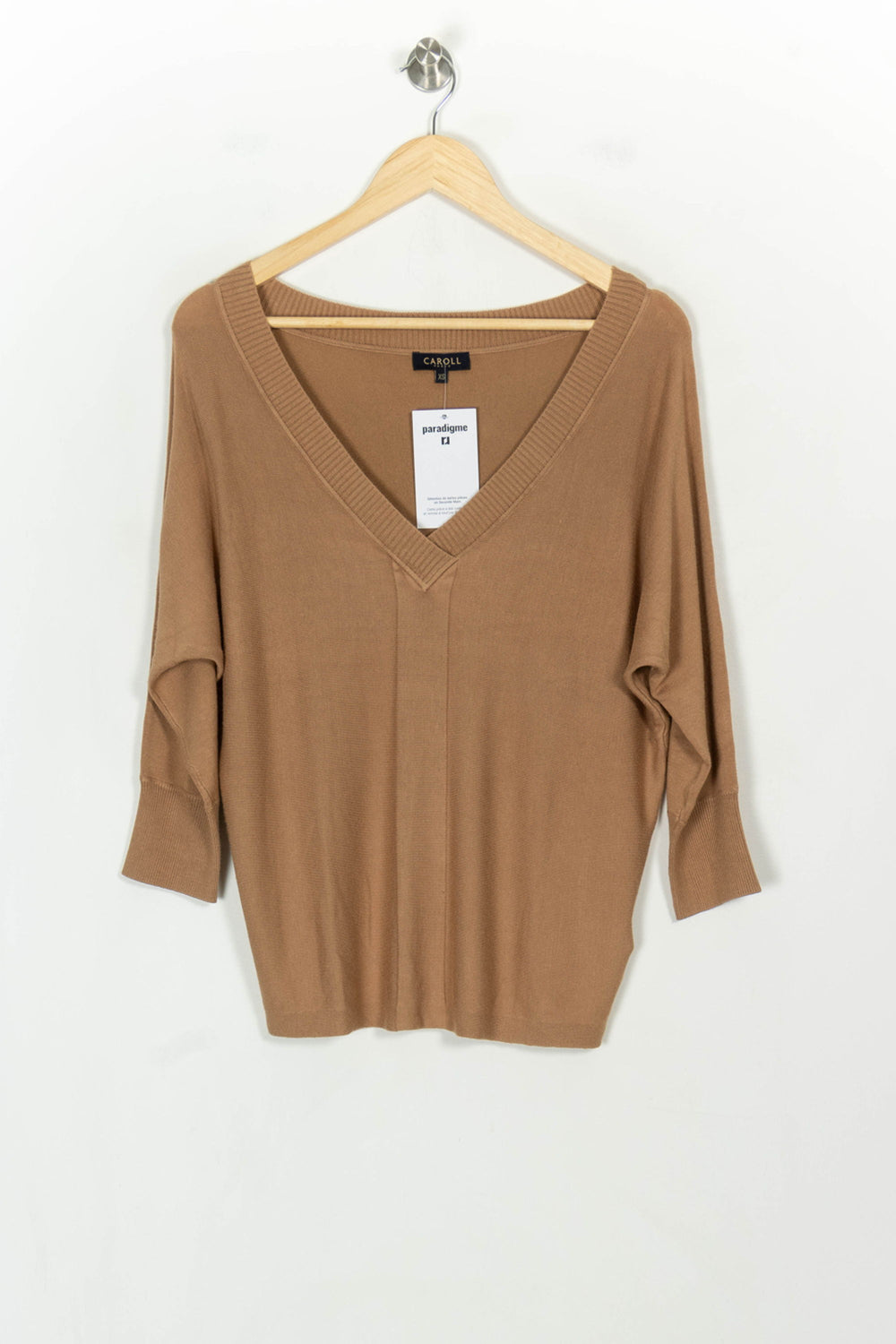 Pull Marron - Taille XS/34 de la marque Caroll | PARAD117919 - Vendu par Paradigme - Image 2