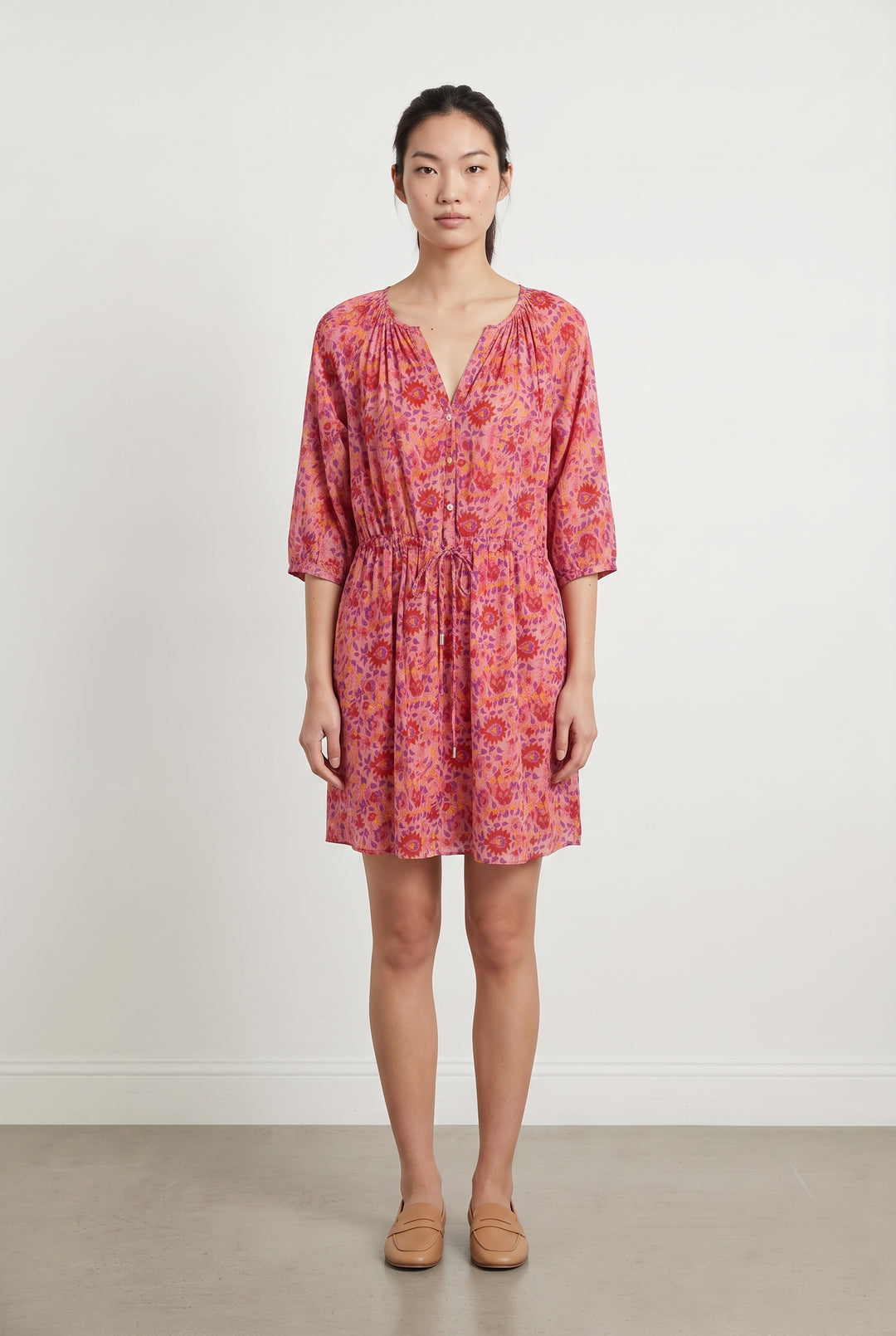 Robe Fleurie Rose et Rouge - Taille M/38 de la marque Sud express | PARAD117926 - Vendu par Paradigme - Image 1