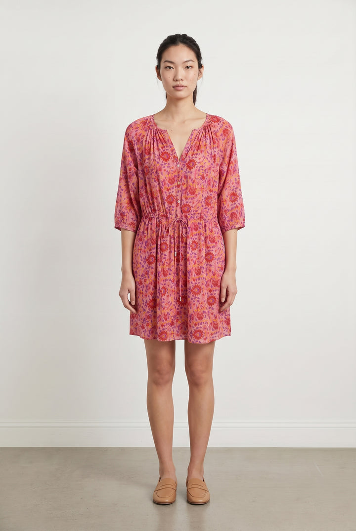 Robe Fleurie Rose et Rouge - Taille M/38 de la marque Sud express | PARAD117926 - Vendu par Paradigme - Image 1