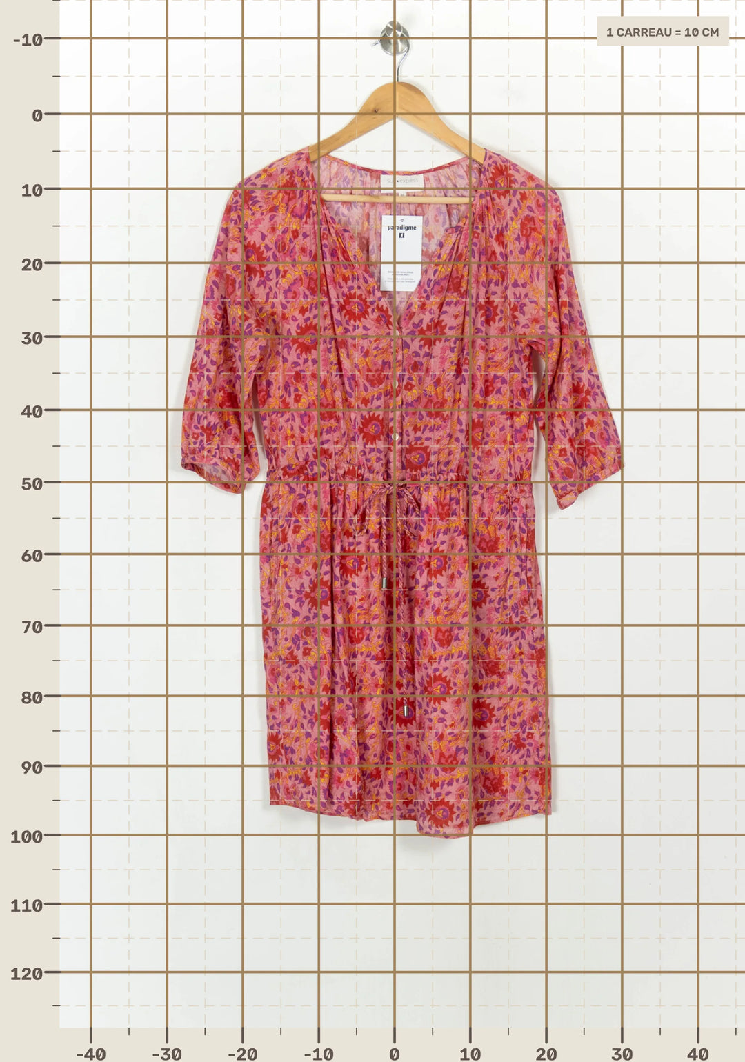Robe Fleurie Rose et Rouge - Taille M/38 de la marque Sud express | PARAD117926 - Vendu par Paradigme - Image 4