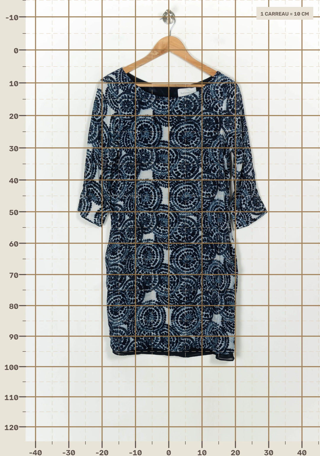 Robe Droite Bleue et Blanche - Taille M/38 de la marque Sud express | PARAD117928 - Vendu par Paradigme - Image 4