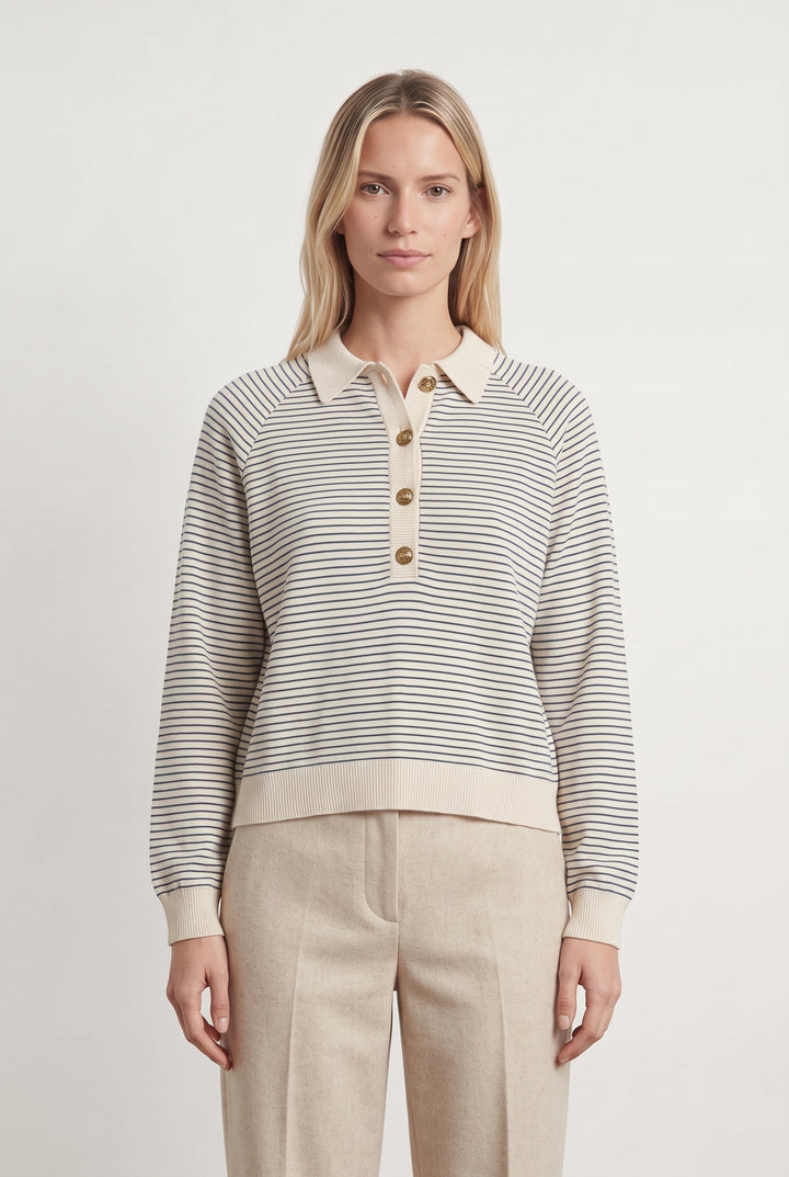 Pull Rayé Beige et Noir - Taille M/38 de la marque Maison 123 | PARAD117976 - Vendu par Paradigme - Image 1