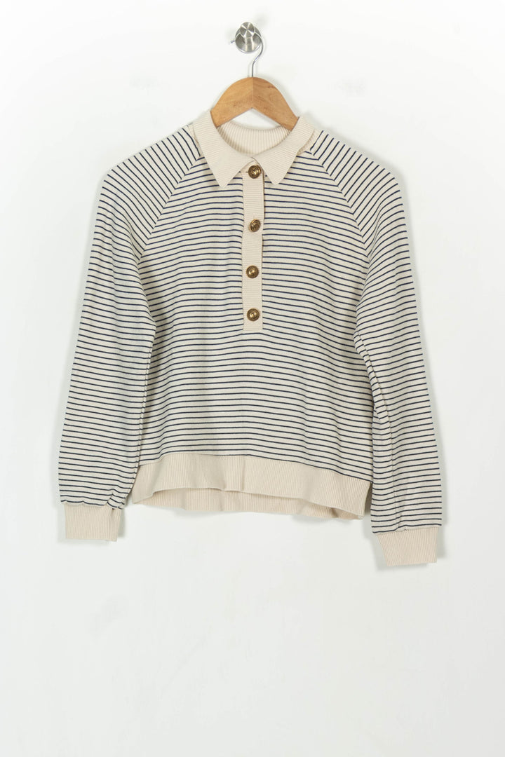 Pull Rayé Beige et Noir - Taille M/38 de la marque Maison 123 | PARAD117976 - Vendu par Paradigme - Image 2