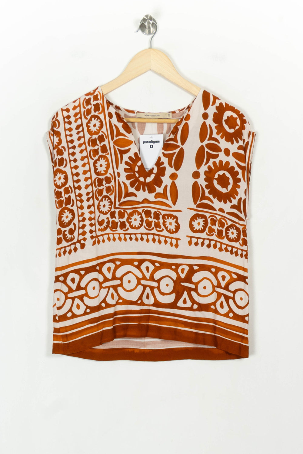 Blouse Orange et Blanche - Taille M/38 de la marque La Fée Maraboutée | PARAD117978 - Vendu par Paradigme - Image 2