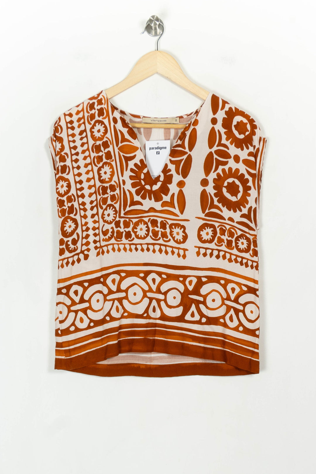 Blouse Orange et Blanche - Taille M/38 de la marque La Fée Maraboutée | PARAD117978 - Vendu par Paradigme - Image 2