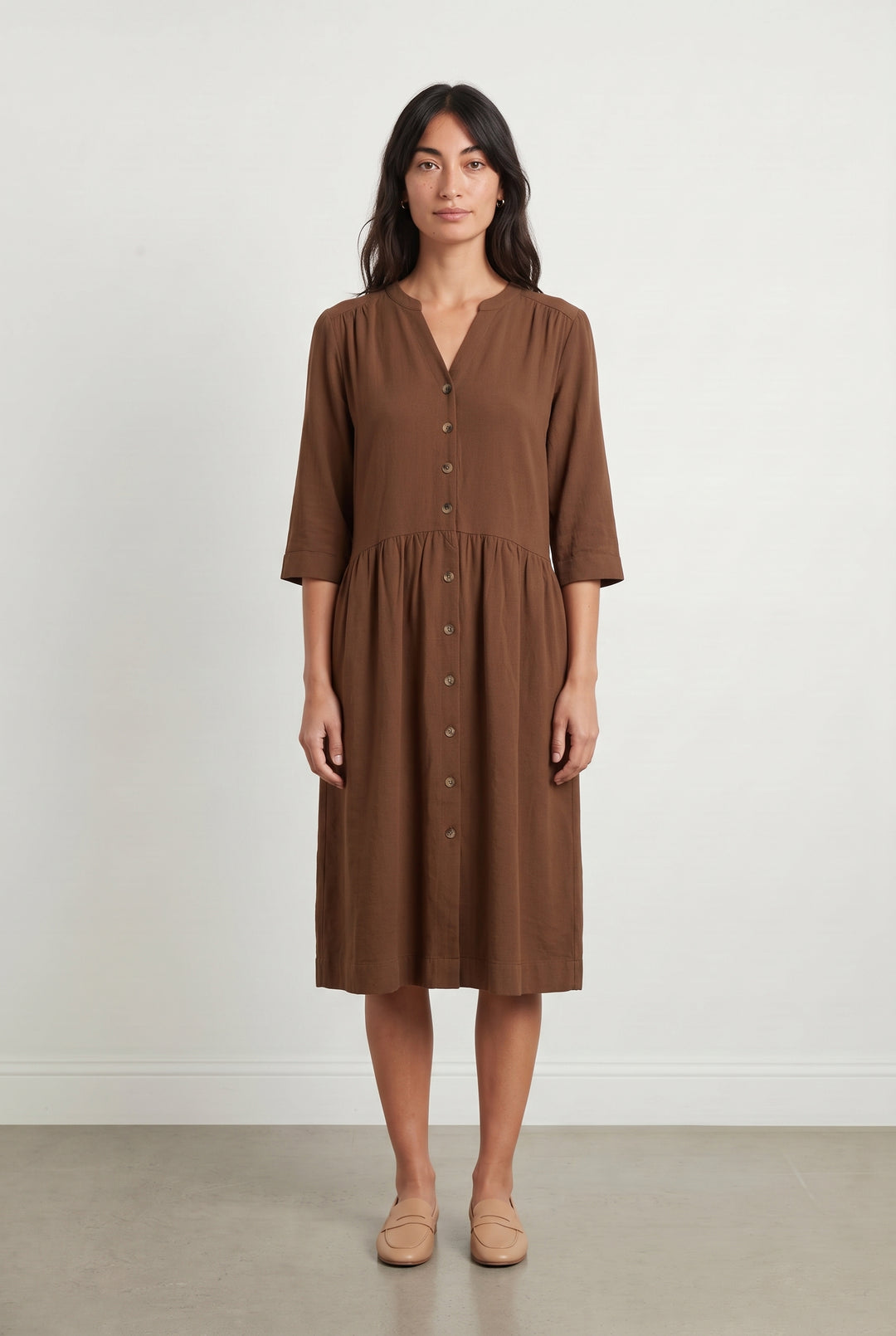 Robe Midi Marron - Taille S/36 de la marque Grace &amp; Mila | PARAD117980 - Vendu par Paradigme - Image 1