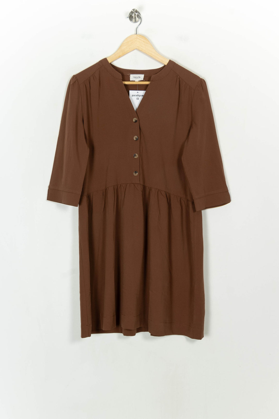Robe Midi Marron - Taille S/36 de la marque Grace &amp; Mila | PARAD117980 - Vendu par Paradigme - Image 2