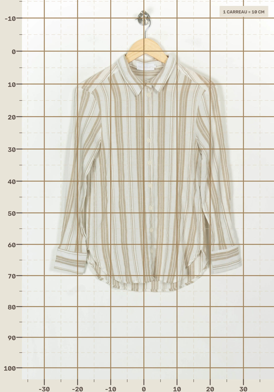 Chemise Rayée Beige et Blanche - Taille XS/34 de la marque Karl Marc John | PARAD117987 - Vendu par Paradigme - Image 4