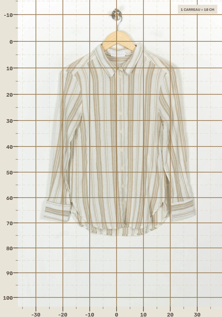 Chemise Rayée Beige et Blanche - Taille XS/34 de la marque Karl Marc John | PARAD117987 - Vendu par Paradigme - Image 4