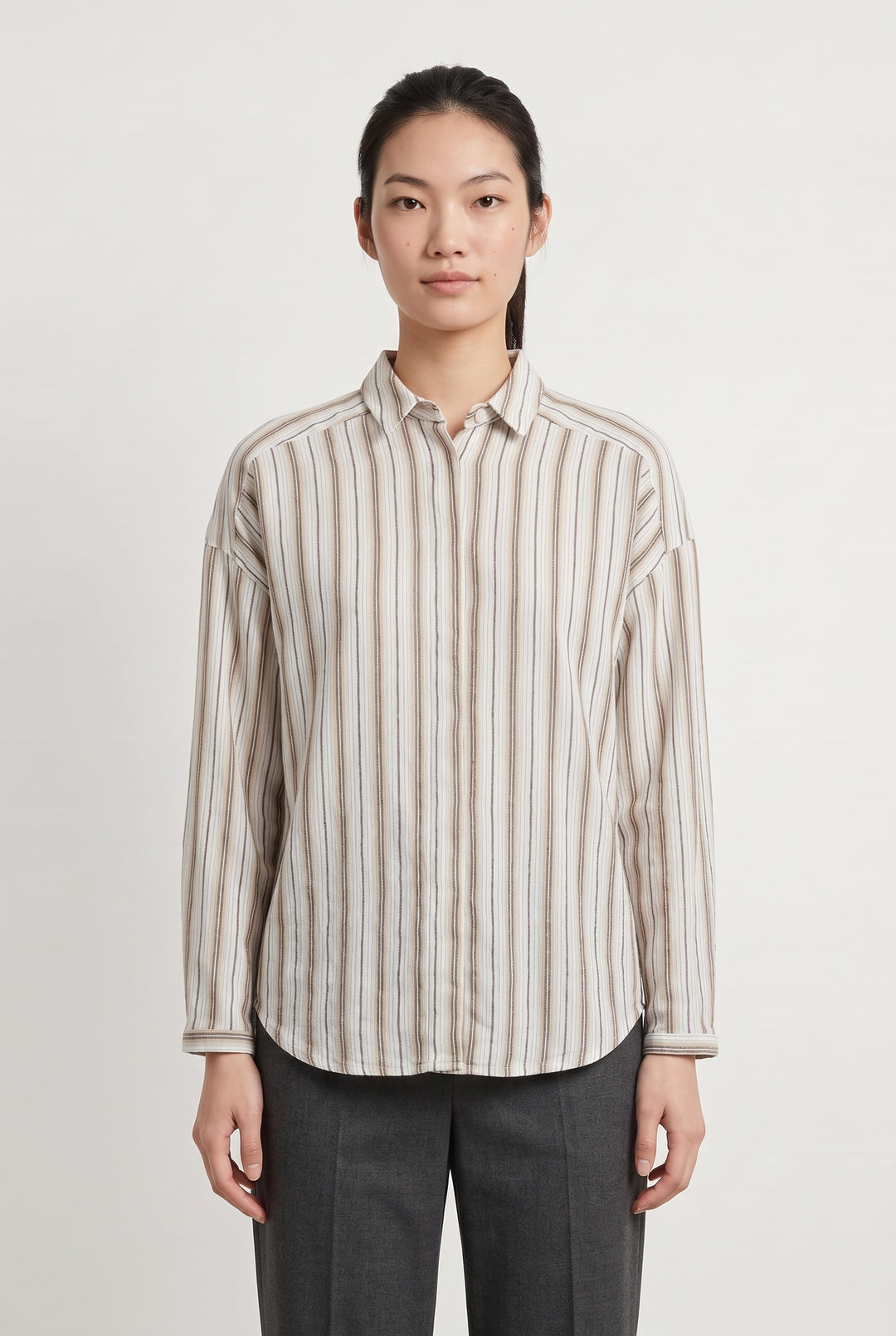 Chemise Rayée Beige et Blanche - Taille S/36 de la marque Louizon | PARAD117988 - Vendu par Paradigme - Image 1