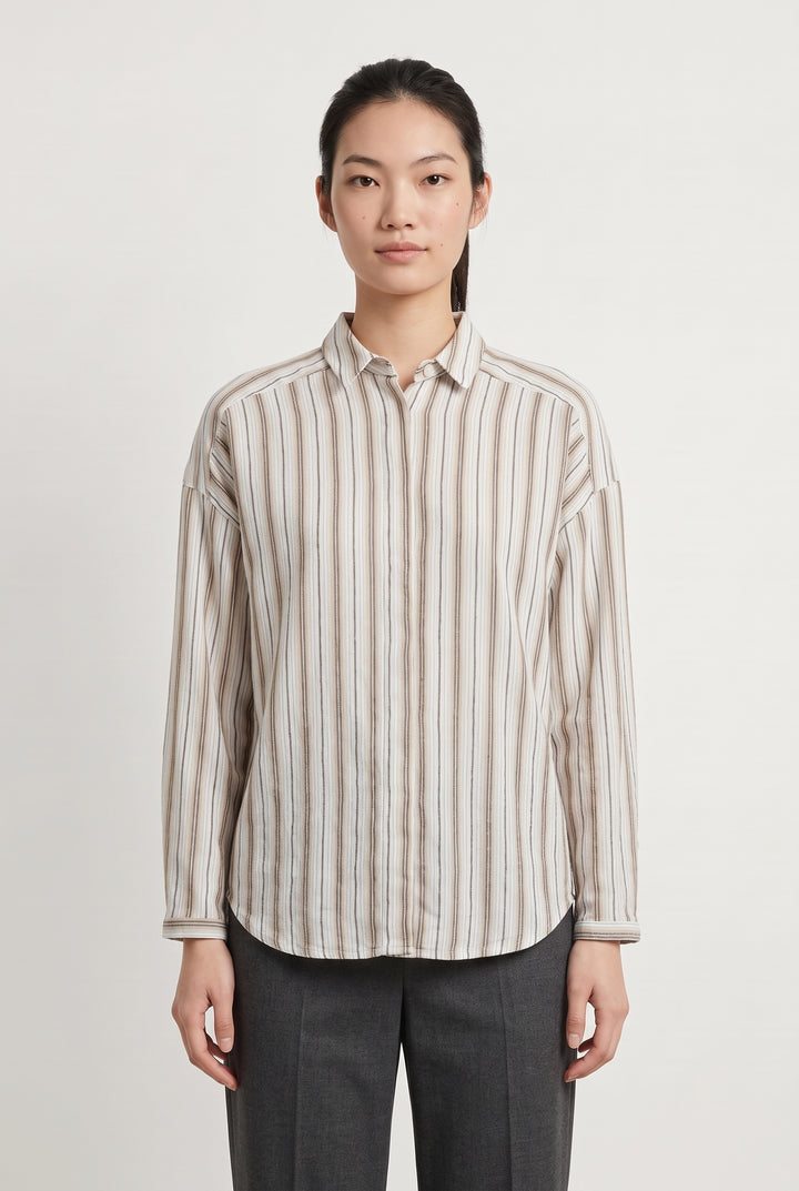 Chemise Rayée Beige et Blanche - Taille S/36 de la marque Louizon | PARAD117988 - Vendu par Paradigme - Image 1