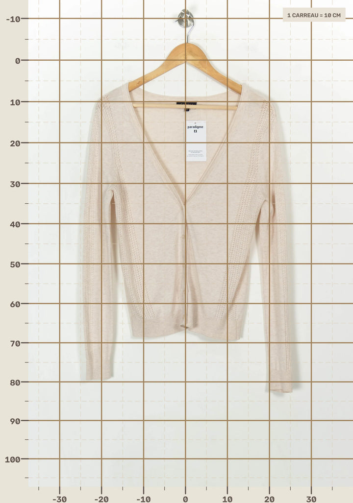 Cardigan Beige - Taille XS/34 de la marque Caroll | PARAD118136 - Vendu par Paradigme - Image 4