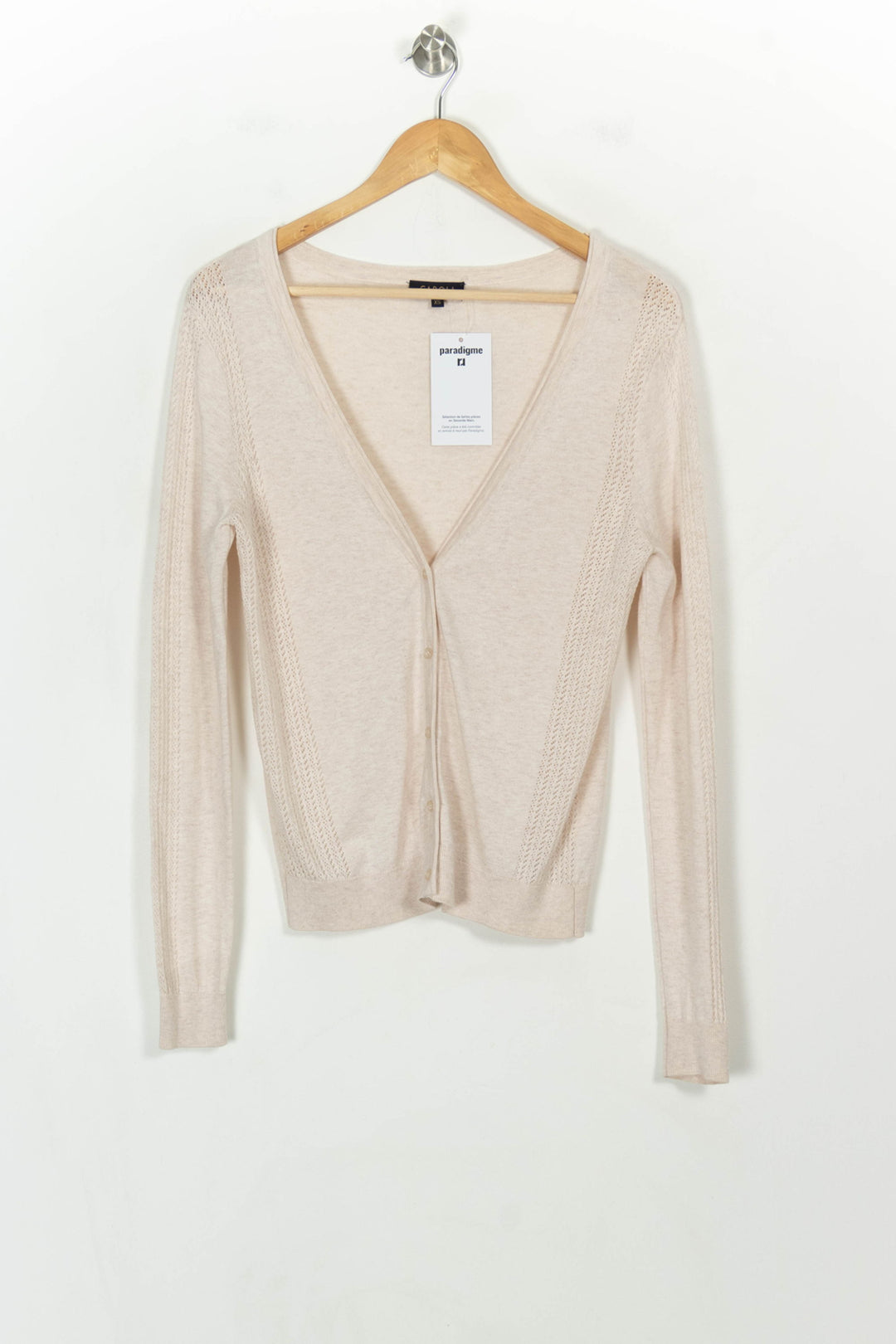 Cardigan Beige - Taille XS/34 de la marque Caroll | PARAD118136 - Vendu par Paradigme - Image 2