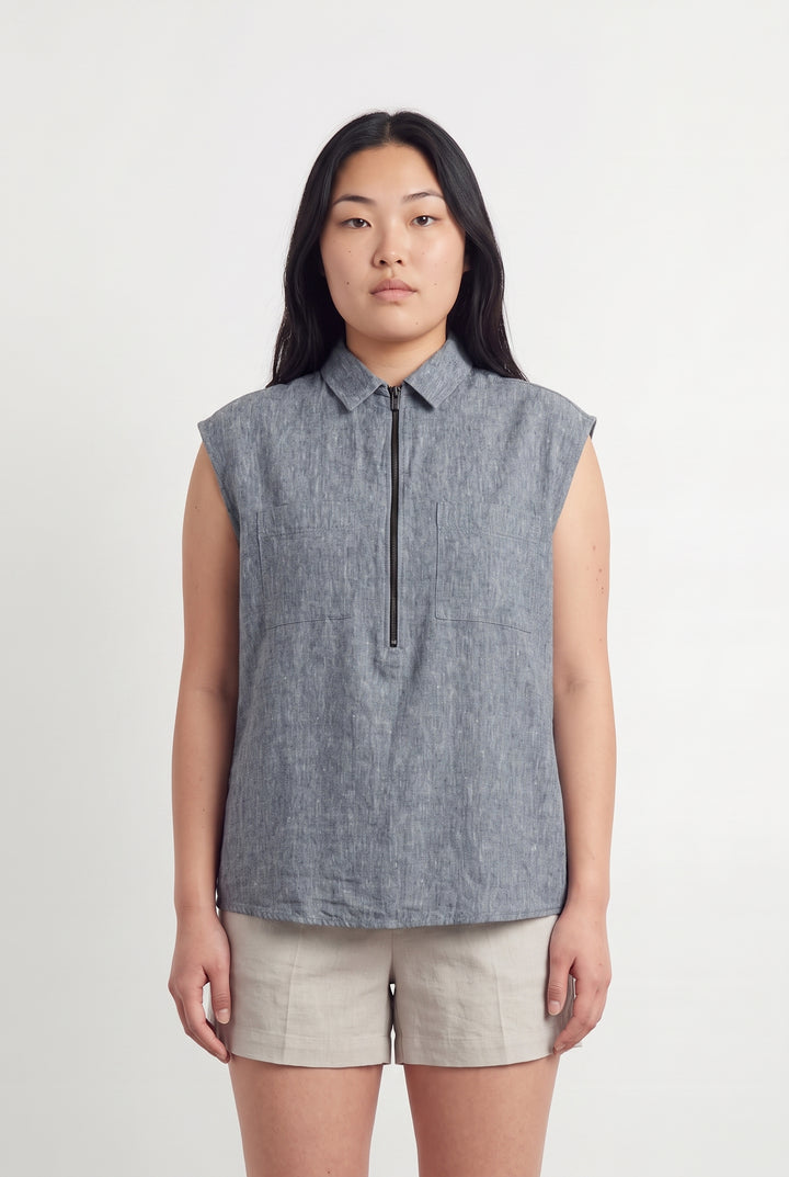 Chemise Sans Manches Grise - Taille L/40 de la marque ZAPA | PARAD118138 - Vendu par Paradigme - Image 1