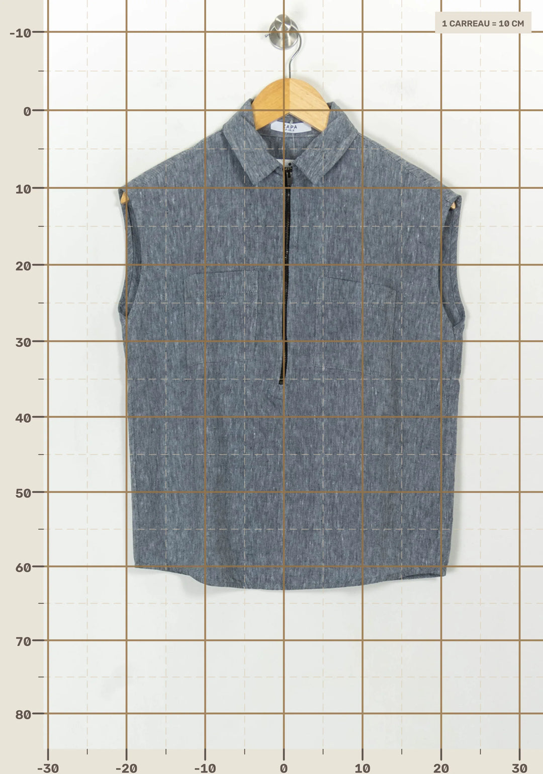 Chemise Sans Manches Grise - Taille L/40 de la marque ZAPA | PARAD118138 - Vendu par Paradigme - Image 4