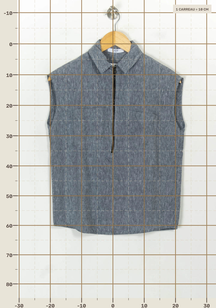 Chemise Sans Manches Grise - Taille L/40 de la marque ZAPA | PARAD118138 - Vendu par Paradigme - Image 4