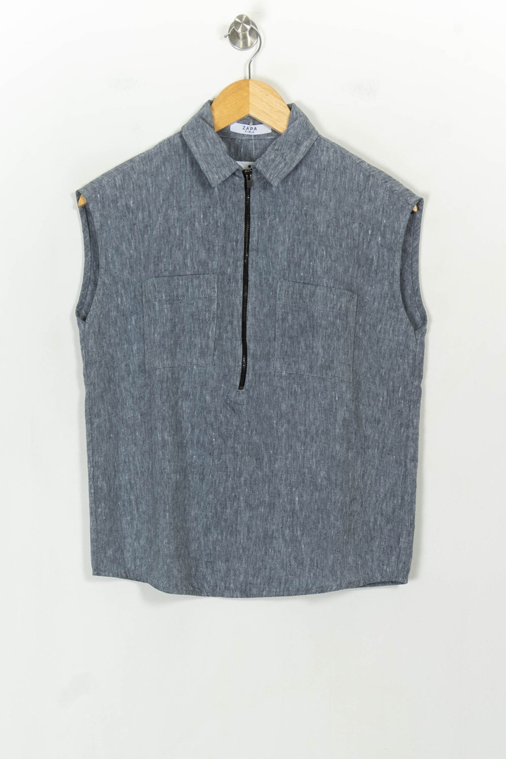 Chemise Sans Manches Grise - Taille L/40 de la marque ZAPA | PARAD118138 - Vendu par Paradigme - Image 2