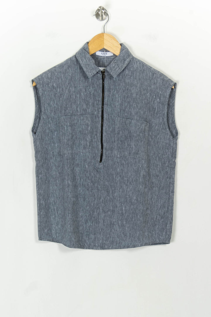 Chemise Sans Manches Grise - Taille L/40 de la marque ZAPA | PARAD118138 - Vendu par Paradigme - Image 2