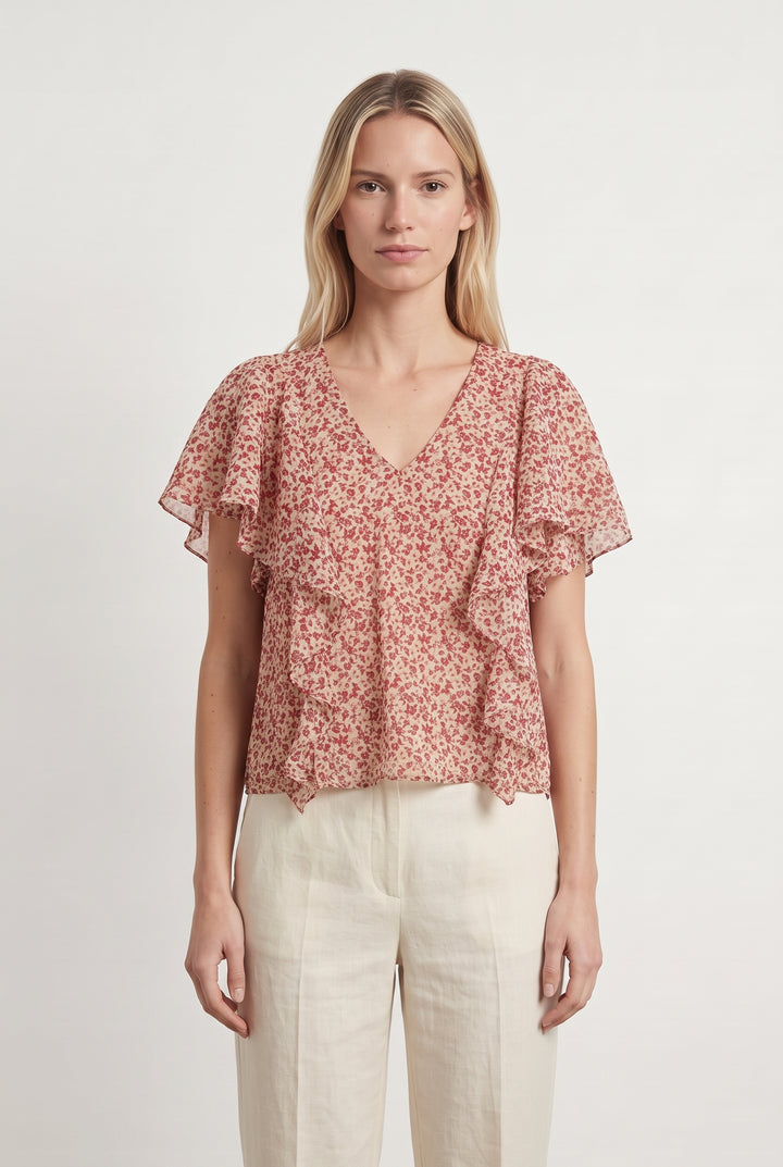 Blouse Écrue et Rouge - Taille S/36 de la marque ZAPA | PARAD118139 - Vendu par Paradigme - Image 1