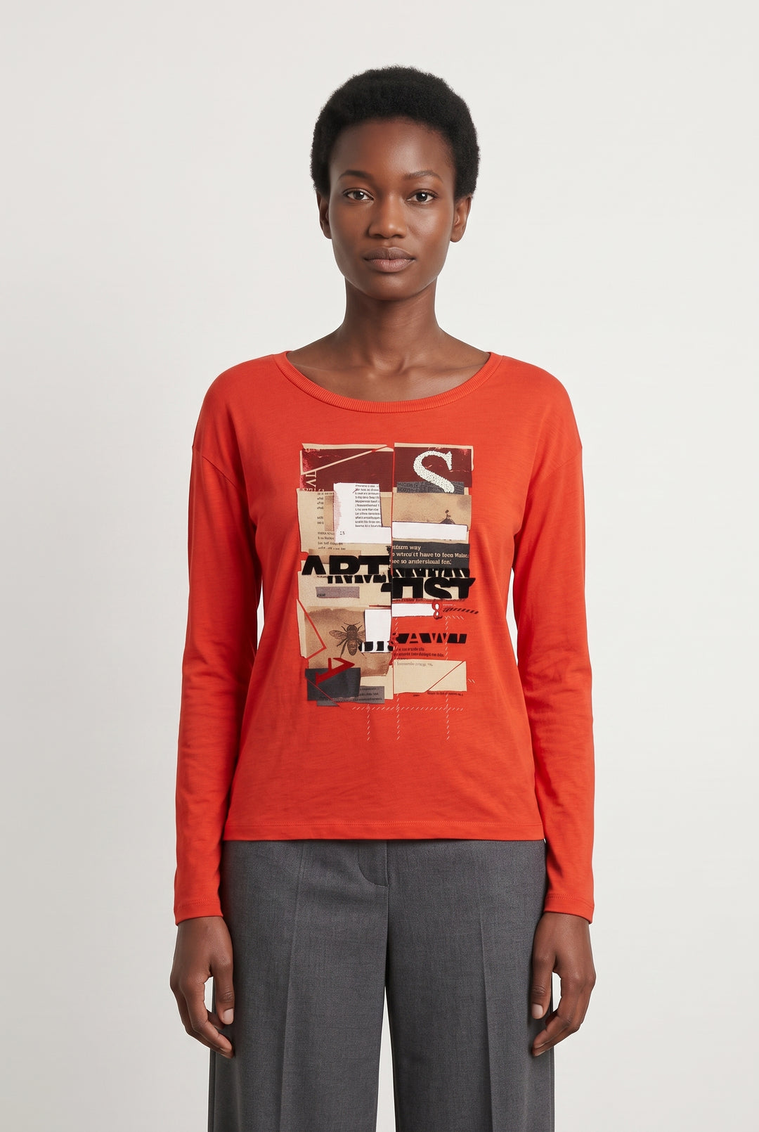 Tee-shirt Manches Longues Rouge - Taille XS/34 de la marque One Step | PARAD118142 - Vendu par Paradigme - Image 1