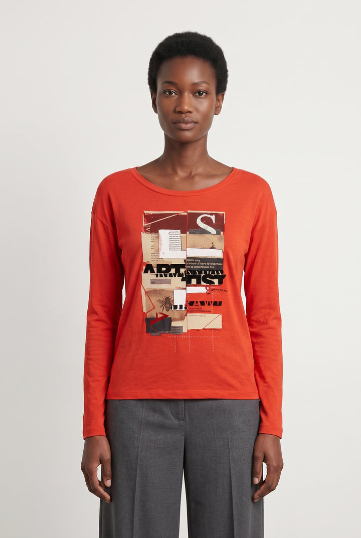 Tee-shirt Manches Longues Rouge - Taille XS/34 de la marque One Step | PARAD118142 - Vendu par Paradigme - Image 1