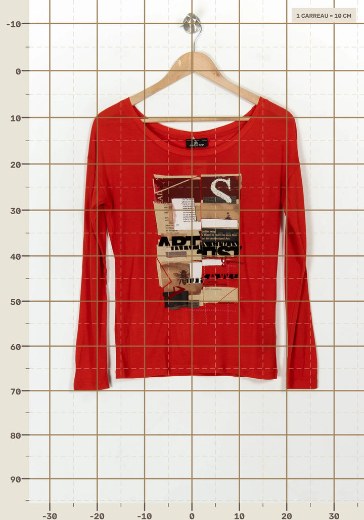 Tee-shirt Manches Longues Rouge - Taille XS/34 de la marque One Step | PARAD118142 - Vendu par Paradigme - Image 4
