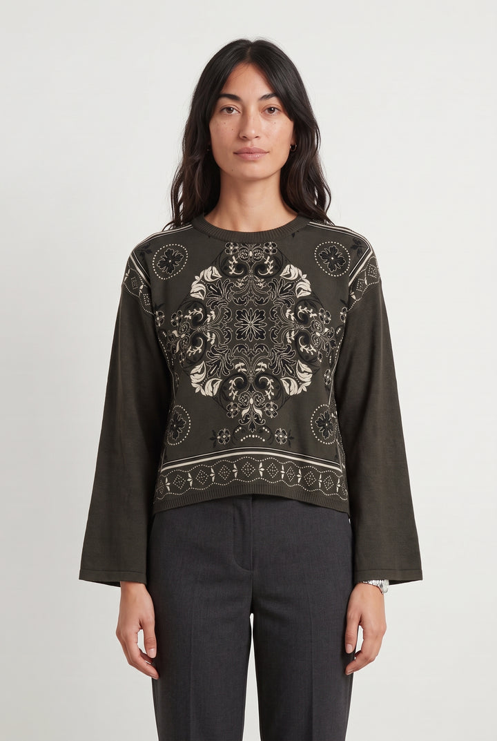 Pull Vert et Noir - Taille S/36 de la marque La Fée Maraboutée | PARAD118143 - Vendu par Paradigme - Image 1