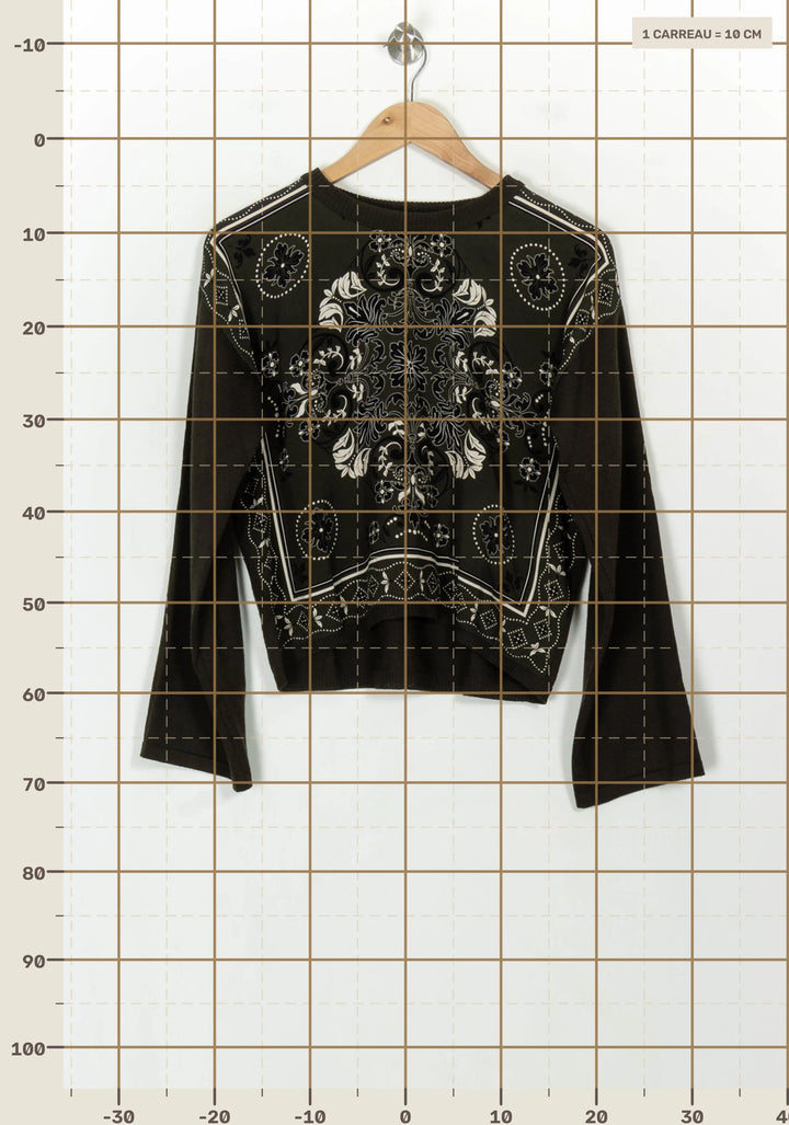Pull Vert et Noir - Taille S/36 de la marque La Fée Maraboutée | PARAD118143 - Vendu par Paradigme - Image 4