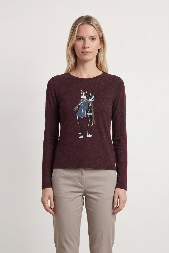 Tee-shirt manches longues bordeaux - Taille XS/34 de la marque Comptoir des Cotonniers | PARAD118147 - Vendu par Paradigme - Image 1