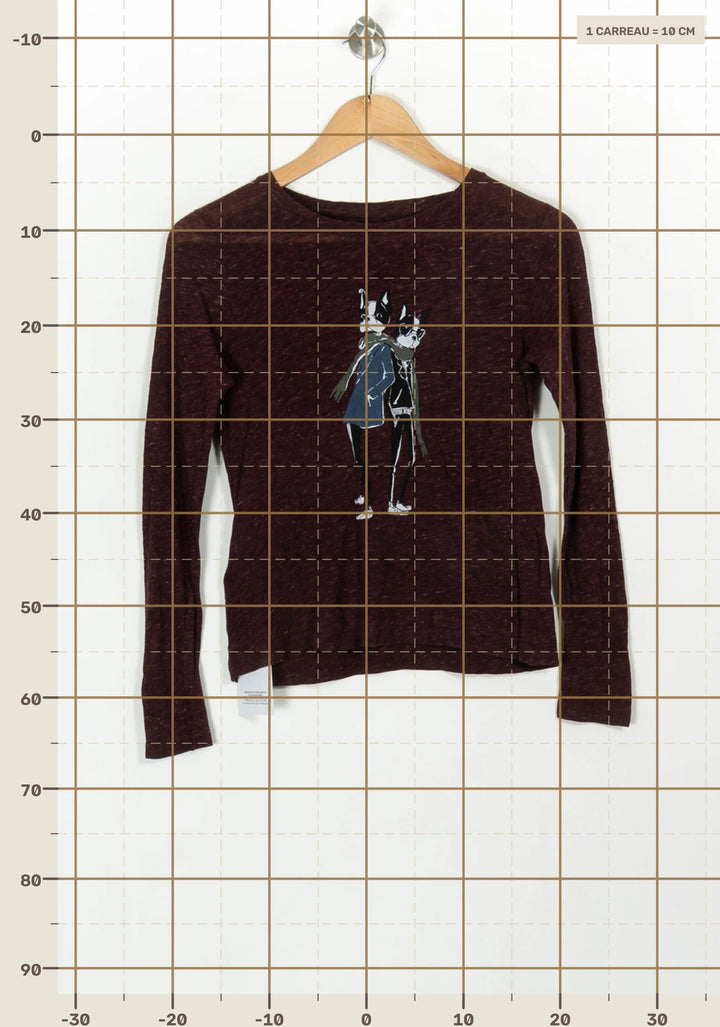 Tee-shirt manches longues bordeaux - Taille XS/34 de la marque Comptoir des Cotonniers | PARAD118147 - Vendu par Paradigme - Image 4
