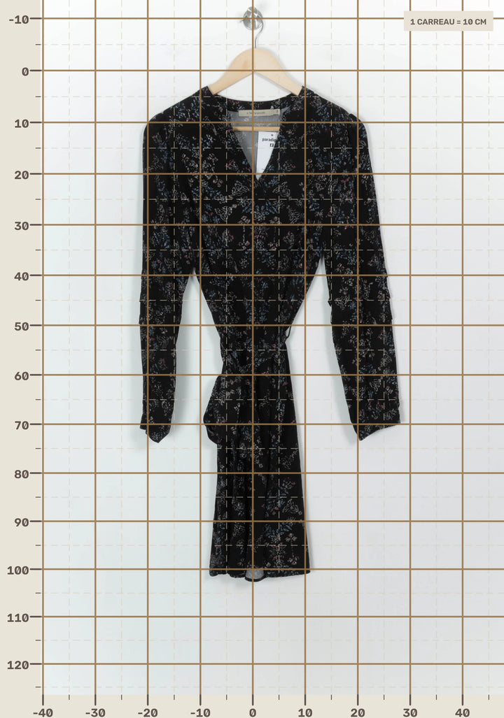 Robe Portefeuille Noire et Bleue - Taille M/38 de la marque La Fée Maraboutée | PARAD118153 - Vendu par Paradigme - Image 4