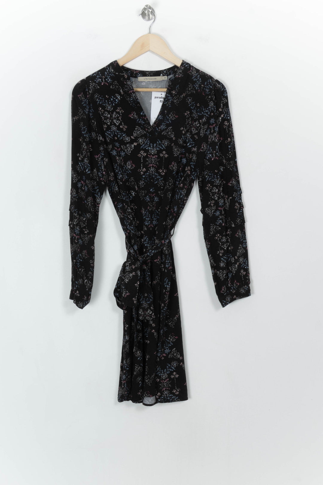 Robe Portefeuille Noire et Bleue - Taille M/38 de la marque La Fée Maraboutée | PARAD118153 - Vendu par Paradigme - Image 2