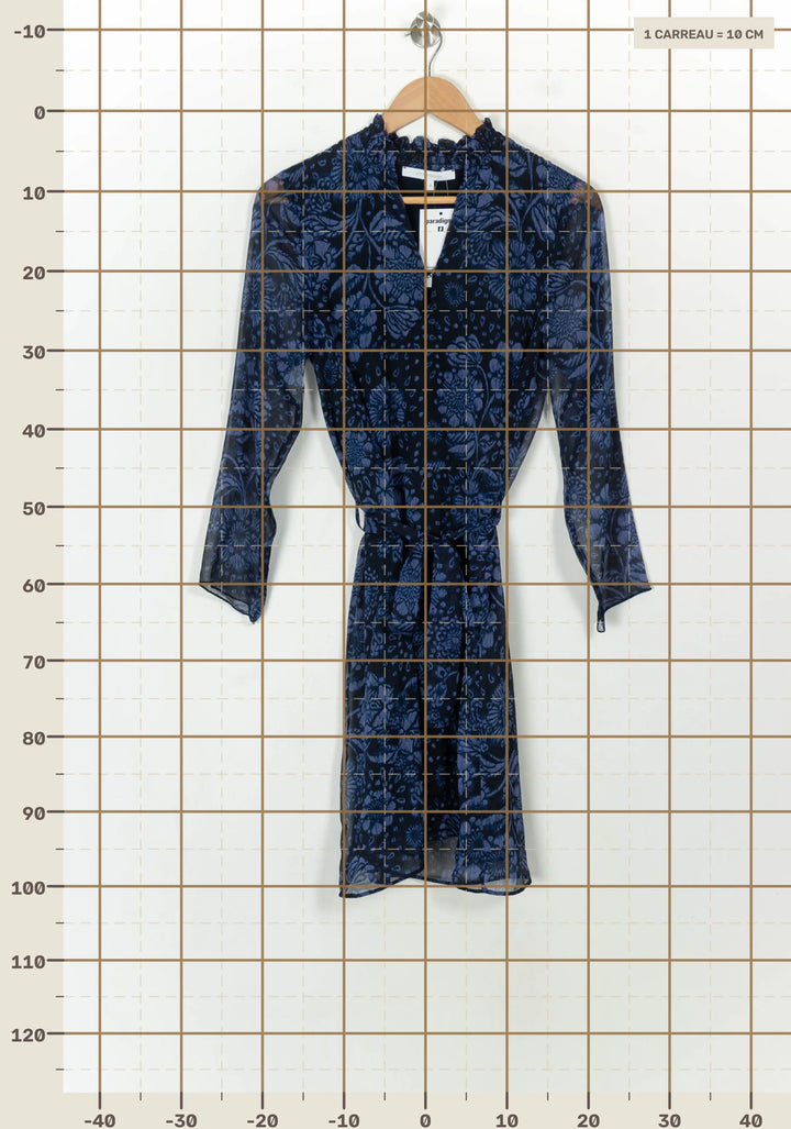 Robe Fleurie Bleue - Taille M/38 de la marque La Fée Maraboutée | PARAD118154 - Vendu par Paradigme - Image 4