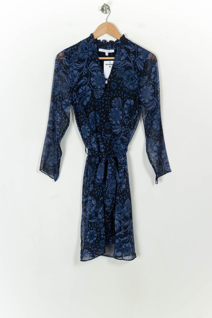 Robe Fleurie Bleue - Taille M/38 de la marque La Fée Maraboutée | PARAD118154 - Vendu par Paradigme - Image 2