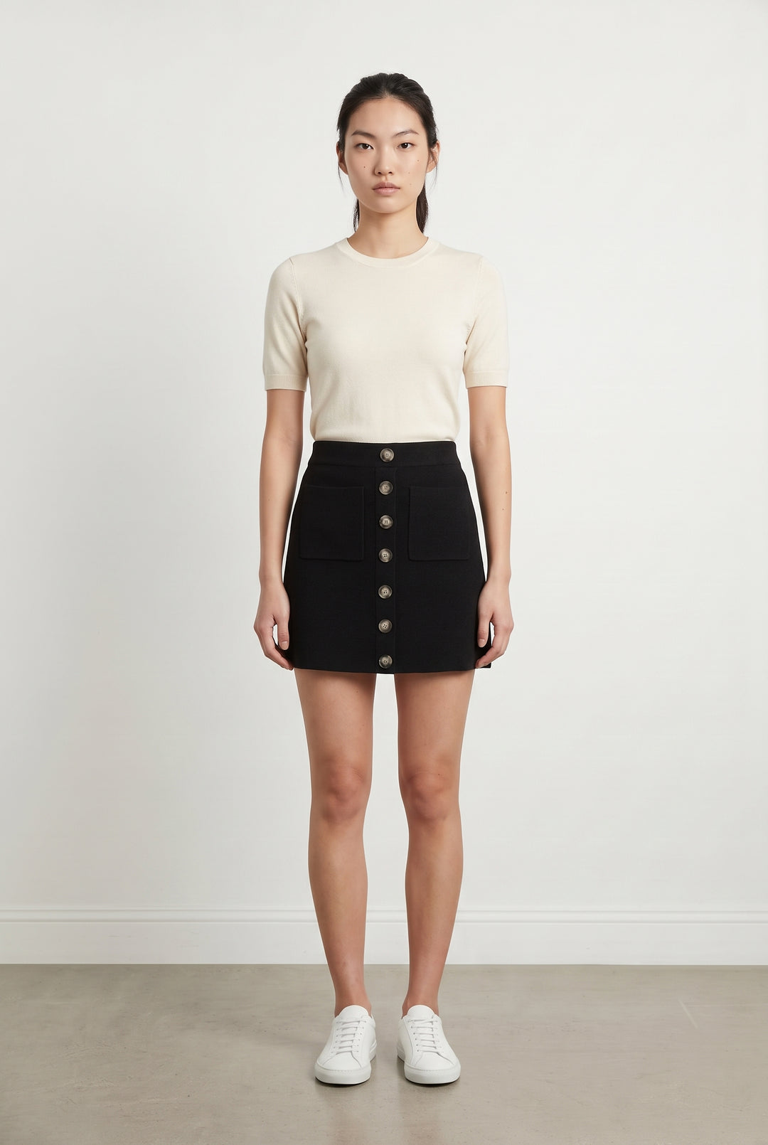 Jupe Boutonnée Noire - Taille S/36 de la marque Sézane | PARAD118158 - Vendu par Paradigme - Image 1