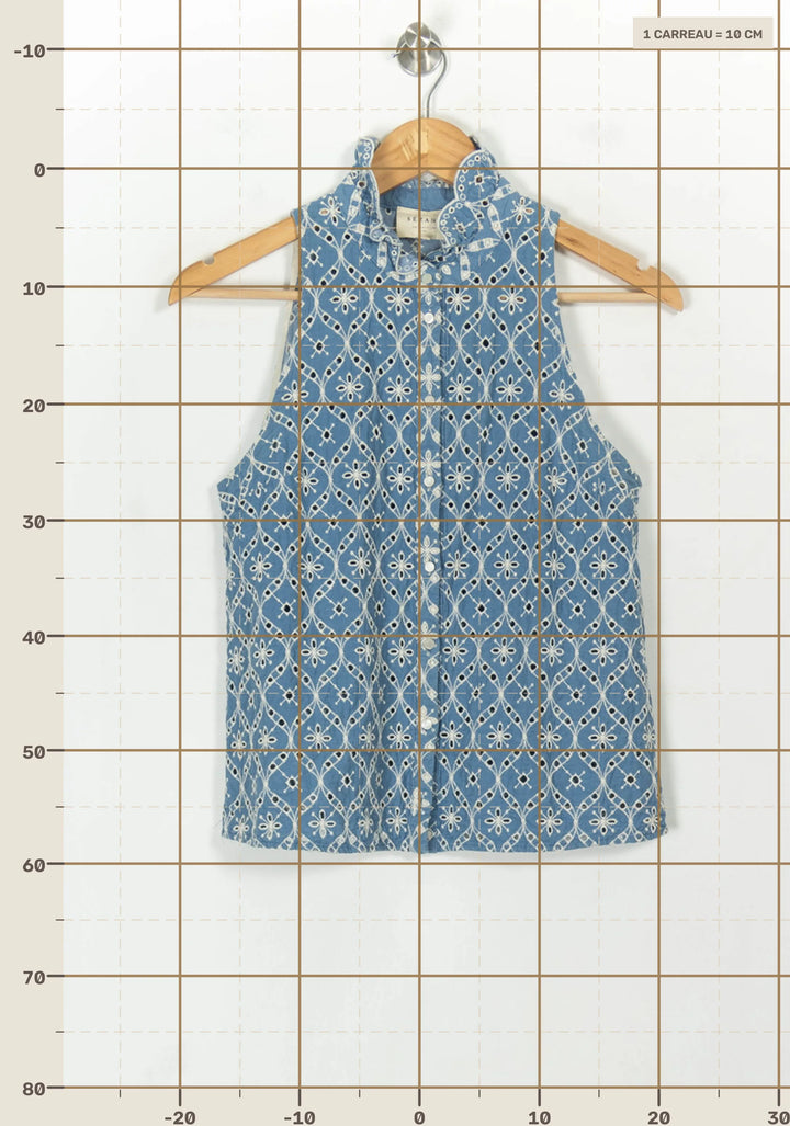Blouse Bleu et Blanche - Taille S/36 de la marque Sézane | PARAD118167 - Vendu par Paradigme - Image 4