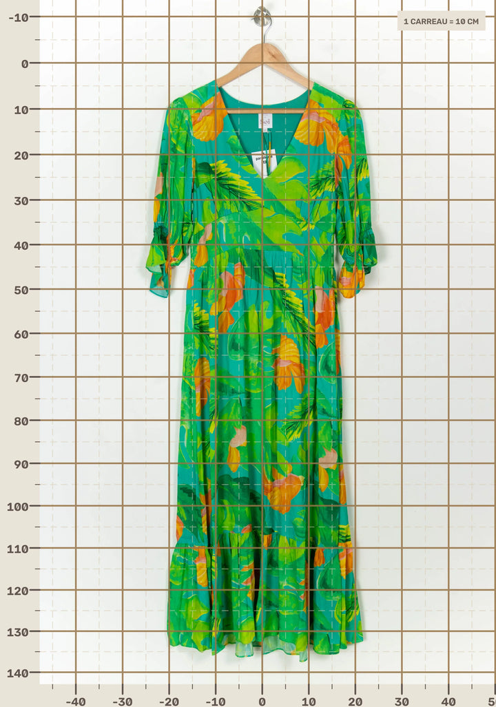 Robe Longue Verte et Orange - Taille M/38 de la marque Soi Paris | PARAD118177 - Vendu par Paradigme - Image 4