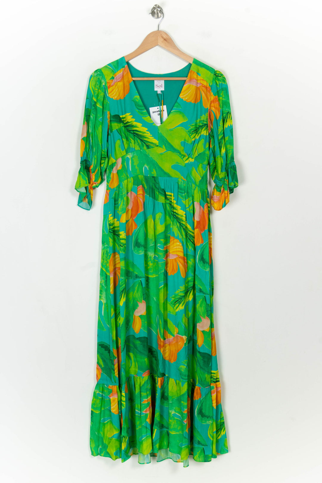 Robe Longue Verte et Orange - Taille M/38 de la marque Soi Paris | PARAD118177 - Vendu par Paradigme - Image 2