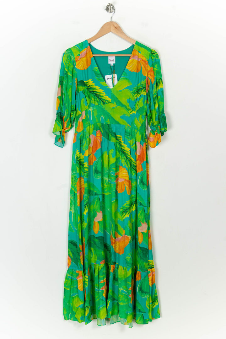 Robe Longue Verte et Orange - Taille M/38 de la marque Soi Paris | PARAD118177 - Vendu par Paradigme - Image 2