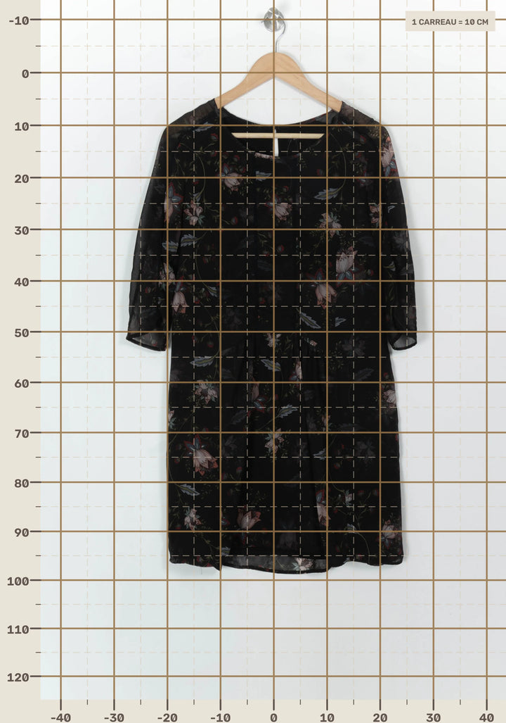 Robe Midi Noire à Fleurs - Taille M/38 de la marque One Step | PARAD118187 - Vendu par Paradigme - Image 4