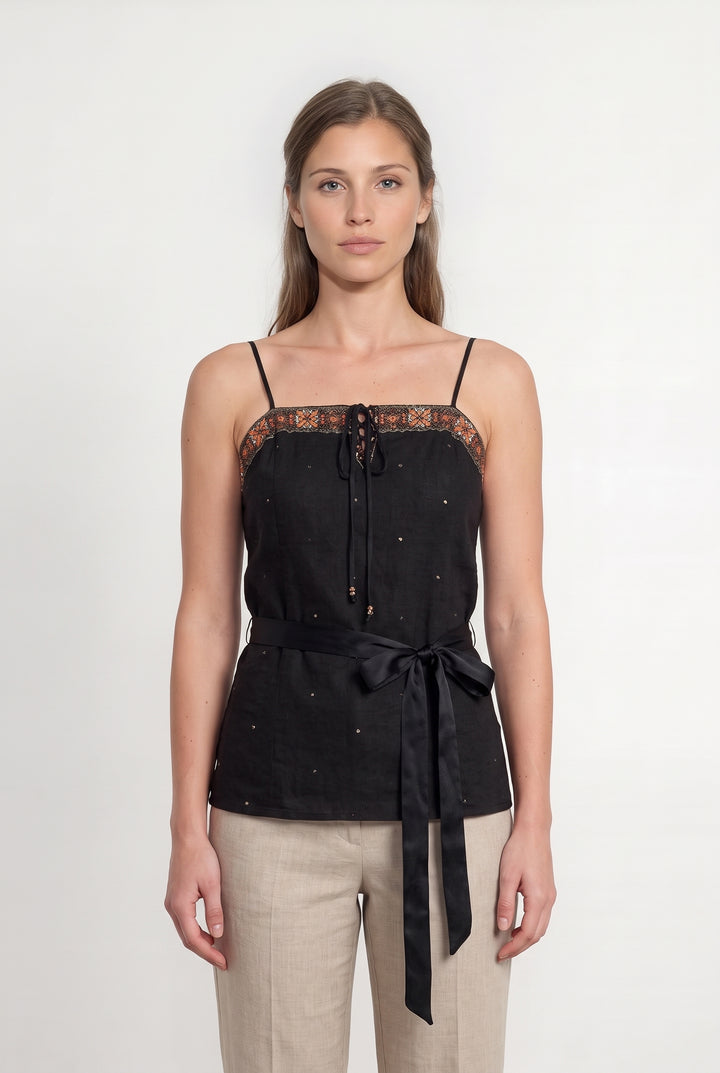 Débardeur Noir et Orange - Taille S/36 de la marque Derhy | PARAD118190 - Vendu par Paradigme - Image 1