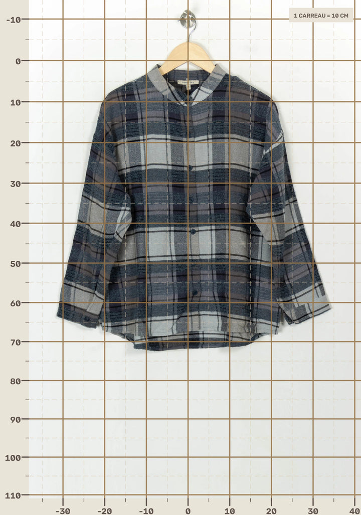 Chemise à Carreaux Grise et Bleue - Taille M/38 de la marque Humility | PARAD118201 - Vendu par Paradigme - Image 4