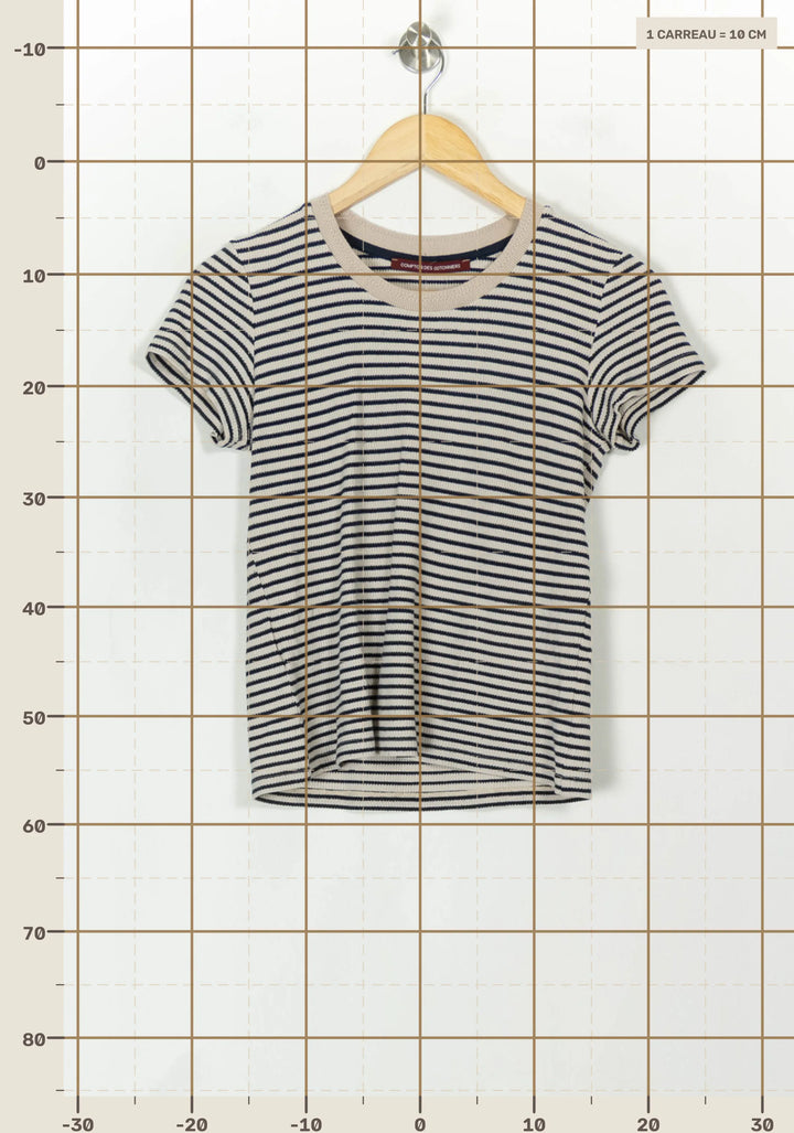 Tee-shirt Rayé Bleu Marine et Blanc - Taille S/36 de la marque Comptoir des Cotonniers | PARAD118202 - Vendu par Paradigme - Image 4