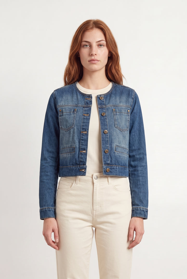 Veste en Jean Bleue - Taille M/38 de la marque La Fée Maraboutée | PARAD118217 - Vendu par Paradigme - Image 1