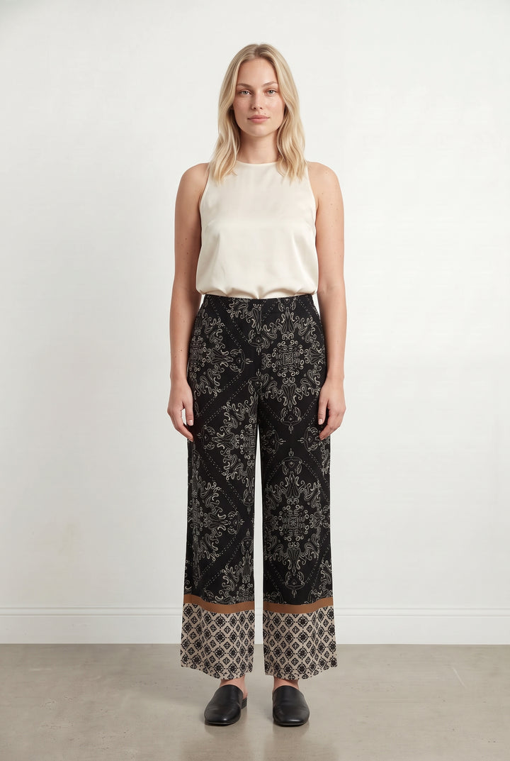 Pantalon Large Noir et Beige - Taille L/40 de la marque La Fée Maraboutée | PARAD118219 - Vendu par Paradigme - Image 1