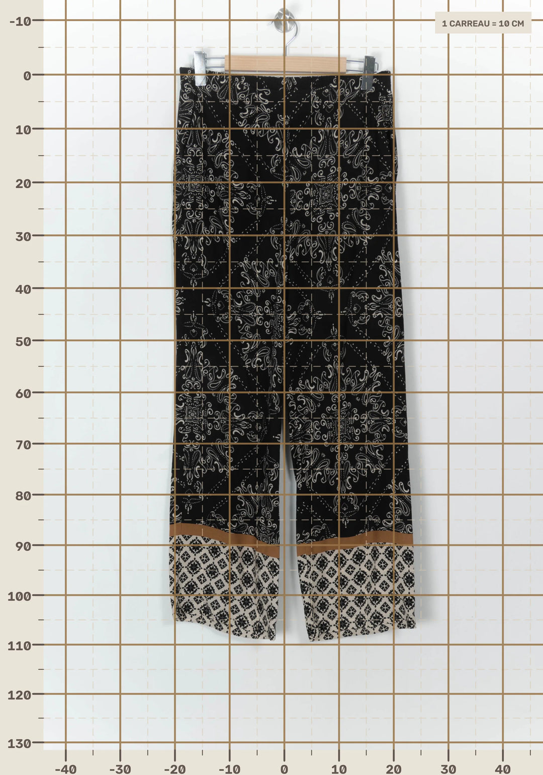 Pantalon Large Noir et Beige - Taille L/40 de la marque La Fée Maraboutée | PARAD118219 - Vendu par Paradigme - Image 4