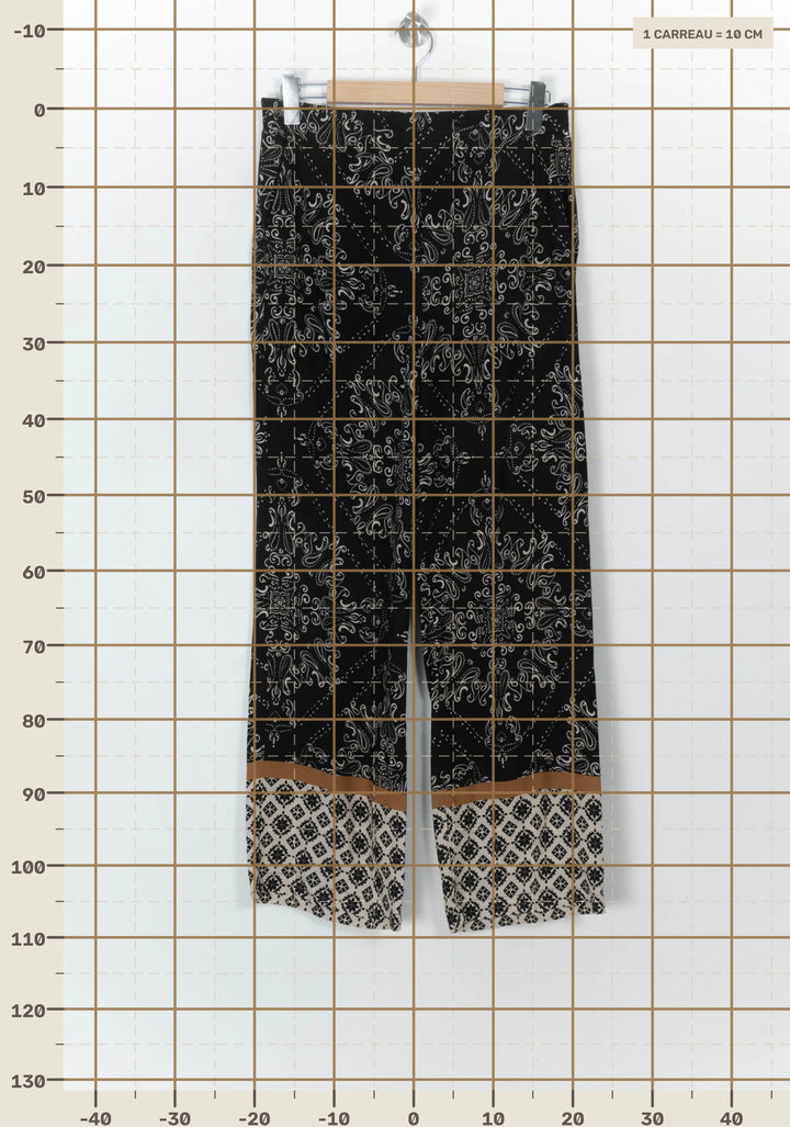 Pantalon Large Noir et Beige - Taille L/40 de la marque La Fée Maraboutée | PARAD118219 - Vendu par Paradigme - Image 4