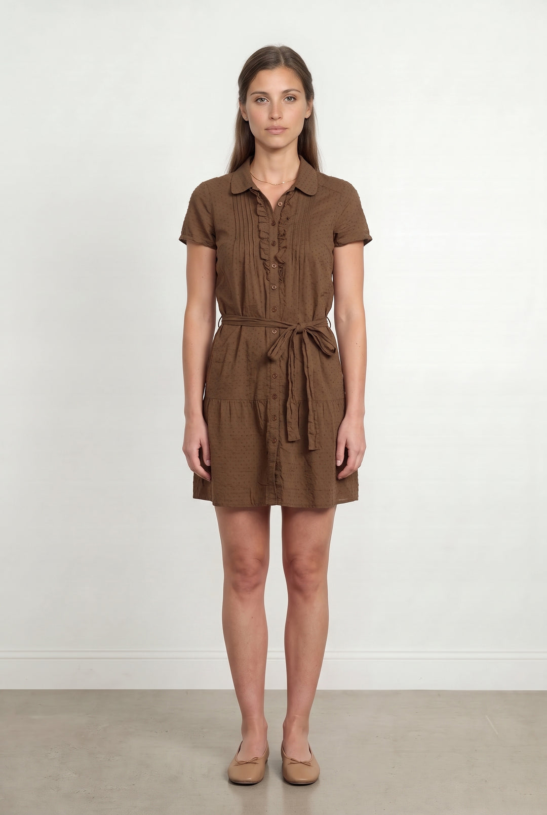 Robe chemise marron - Taille M/38 de la marque Sandro | PARAD118227 - Vendu par Paradigme - Image 1