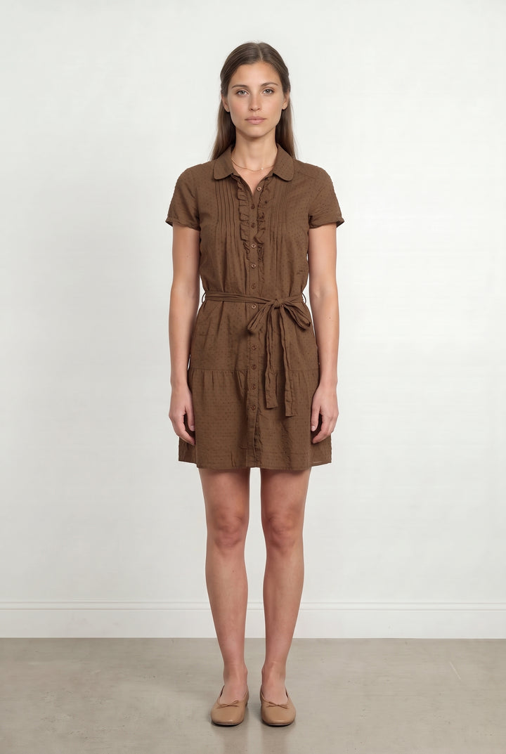 Robe chemise marron - Taille M/38 de la marque Sandro | PARAD118227 - Vendu par Paradigme - Image 1