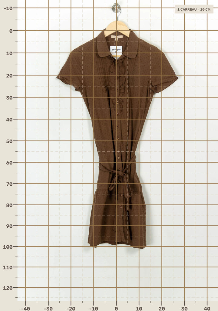 Robe chemise marron - Taille M/38 de la marque Sandro | PARAD118227 - Vendu par Paradigme - Image 4